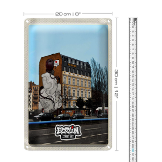 Blechschild Reise 20x30cm Berlin Zusammenhalt Graffiti Kurztrip