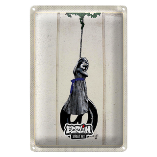 Blechschild Reise 20x30cm Berlin Street Art schwarz weiß Kunst