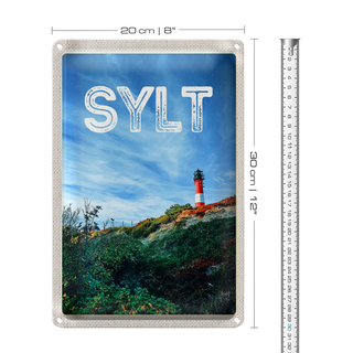 Blechschild Reise 20x30cm Sylt Insel Deutschland Leuchtturm