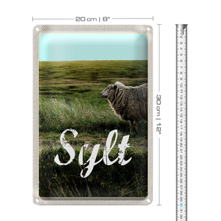 Blechschild Reise 20x30cm Sylt Insel Urlaub Wiese Schaf