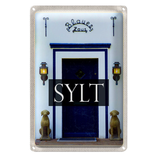 Blechschild Reise 20x30cm Sylt Deutschland Blaues Haus