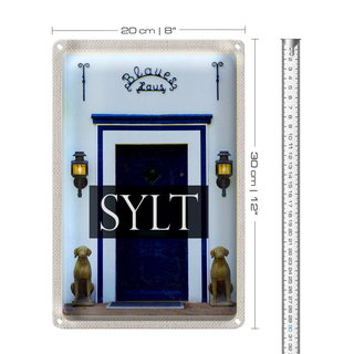 Blechschild Reise 20x30cm Sylt Deutschland Blaues Haus