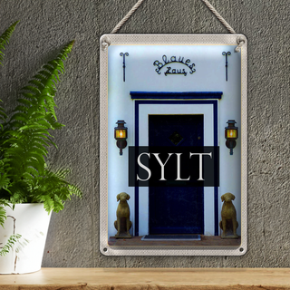 Blechschild Reise 20x30cm Sylt Deutschland Blaues Haus