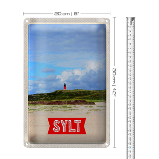 Blechschild Reise 20x30cm Sylt Insel Deutschland Leuchtturmm