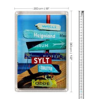 Blechschild Reise 20x30cm Sylt Insel Deutschland Helgoland