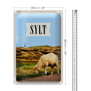 Blechschild Reise 20x30cm Sylt Stadt Urlaubsziel Wiese Urlaub