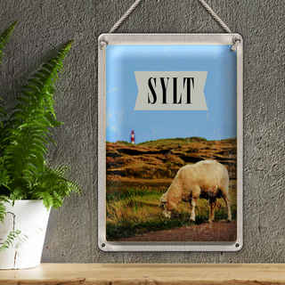 Blechschild Reise 20x30cm Sylt Stadt Urlaubsziel Wiese Urlaub