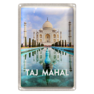 Blechschild Reise 20x30cm Indien Vordergarten Taj Mahal