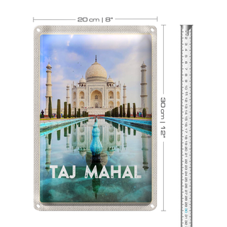 Blechschild Reise 20x30cm Indien Vordergarten Taj Mahal