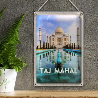 Blechschild Reise 20x30cm Indien Vordergarten Taj Mahal