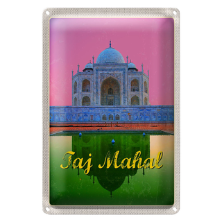 Blechschild Reise 20x30cm Indien Asien Taj Mahal Agra Yamuna