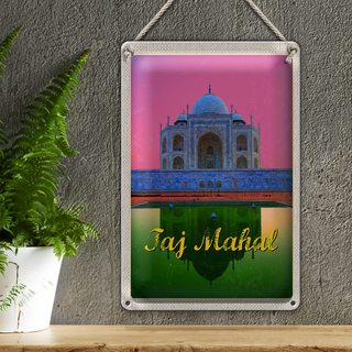 Blechschild Reise 20x30cm Indien Asien Taj Mahal Agra Yamuna