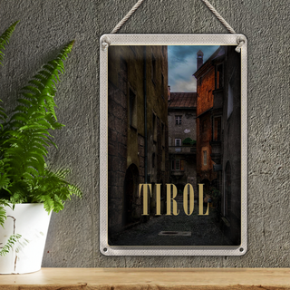 Blechschild Reise 20x30cm Tirol Österreich Altstadt Mittelalter