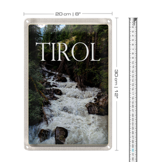 Blechschild Reise 20x30cm Tirol Östereich Natur Strömung