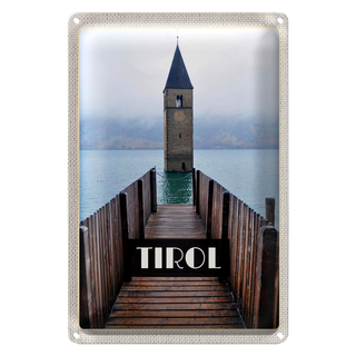 Blechschild Reise 20x30cm Tirol Österreich Kirchenturm