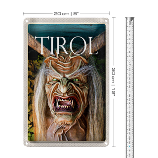 Blechschild Reise 20x30cm Osttirol der Krampus Monster Teufel