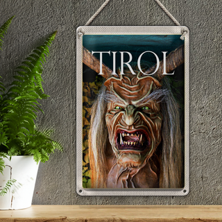 Blechschild Reise 20x30cm Osttirol der Krampus Monster Teufel