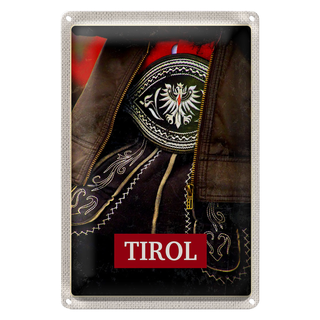 Blechschild Reise 20x30cm Tirol Österreich traditionell Kleid