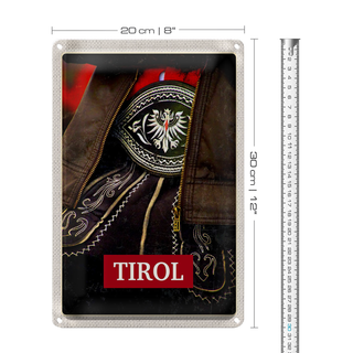 Blechschild Reise 20x30cm Tirol Österreich traditionell Kleid