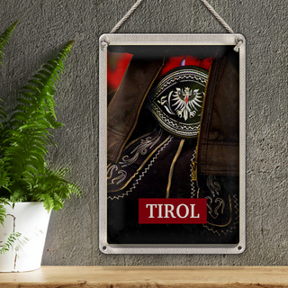 Blechschild Reise 20x30cm Tirol Österreich traditionell Kleid