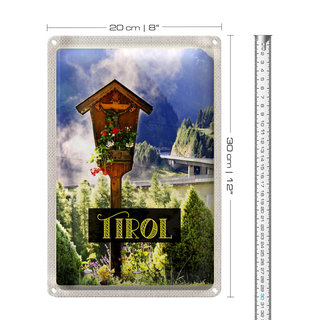Blechschild Reise 20x30cm Tirol Österreich Jesud Christus Natur