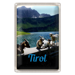 Blechschild Reise 20x30cm Tirol Österreich Ziegen Wasser Natur