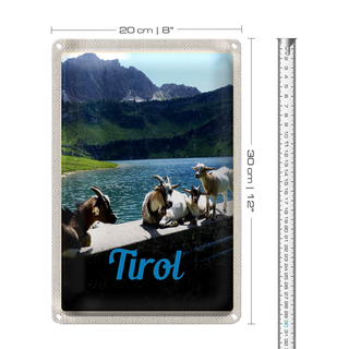 Blechschild Reise 20x30cm Tirol Österreich Ziegen Wasser Natur