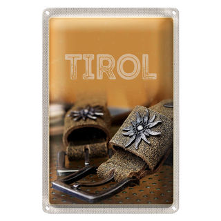 Blechschild Reise 20x30cm Tirol Symbole Blume Edelweiß Glück