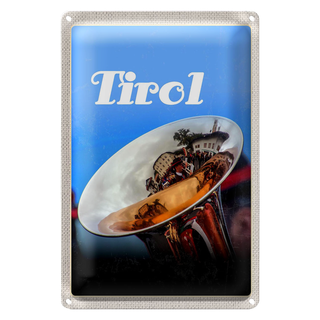 Blechschild Reise 20x30cm Tirol Kapellentreffen Trompeten Musik