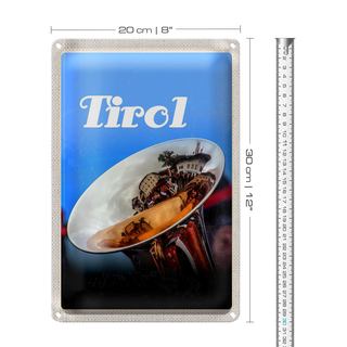 Blechschild Reise 20x30cm Tirol Kapellentreffen Trompeten Musik