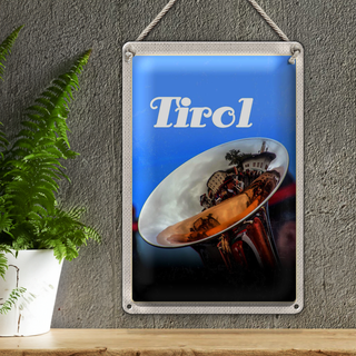 Blechschild Reise 20x30cm Tirol Kapellentreffen Trompeten Musik