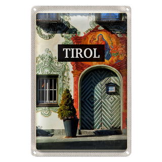 Blechschild Reise 20x30cm Tirol Gebäude Kunst Jesus Christus