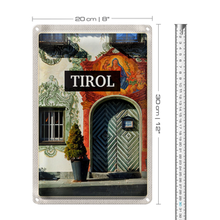 Blechschild Reise 20x30cm Tirol Gebäude Kunst Jesus Christus
