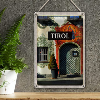 Blechschild Reise 20x30cm Tirol Gebäude Kunst Jesus Christus