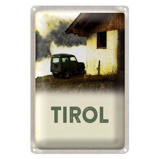Blechschild Reise 20x30cm Tirol Haus auf den Bergen Auto