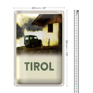 Blechschild Reise 20x30cm Tirol Haus auf den Bergen Auto