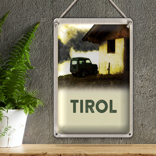 Blechschild Reise 20x30cm Tirol Haus auf den Bergen Auto