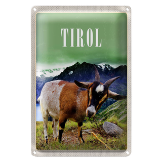 Blechschild Reise 20x30cm Tirol Europa Ziege Berg Natur Wald