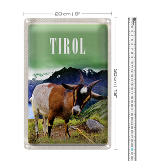 Blechschild Reise 20x30cm Tirol Europa Ziege Berg Natur Wald
