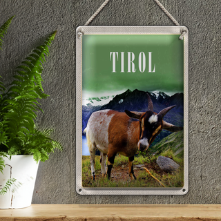 Blechschild Reise 20x30cm Tirol Europa Ziege Berg Natur Wald