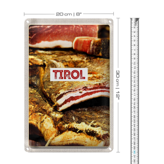 Blechschild Reise 20x30cm Tirol Österreich getrocknetes Fleisch