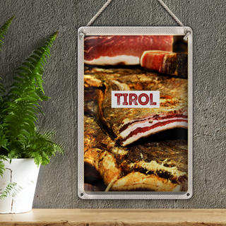 Blechschild Reise 20x30cm Tirol Österreich getrocknetes Fleisch