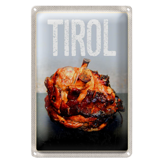 Blechschild Reise 20x30cm Tirol Fleisch Rind gebraten Gericht