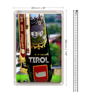 Blechschild Reise 20x30cm Tirol Symbole grün Natür Tradition