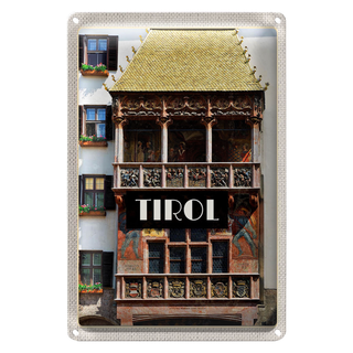 Blechschild Reise 20x30cm Tirol Gebäude Kunst Mittelalter