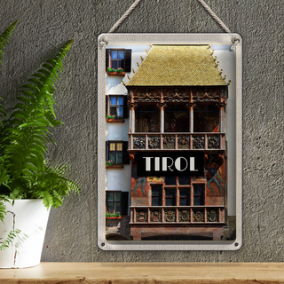 Blechschild Reise 20x30cm Tirol Gebäude Kunst Mittelalter