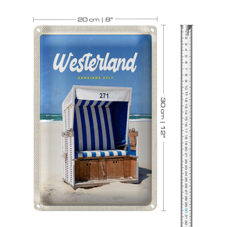 Blechschild Reise 20x30cm Westerland Sylt Schleswig-Holstein