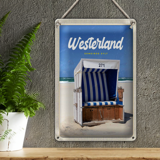 Blechschild Reise 20x30cm Westerland Sylt Schleswig-Holstein