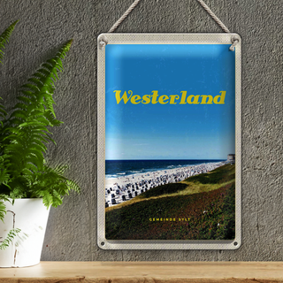 Blechschild Reise 20x30cm Westerlans Strand Meer Strankörbe