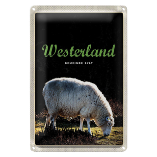 Blechschild Reise 20x30cm Westerland Natur Tiere Schafe Wiese